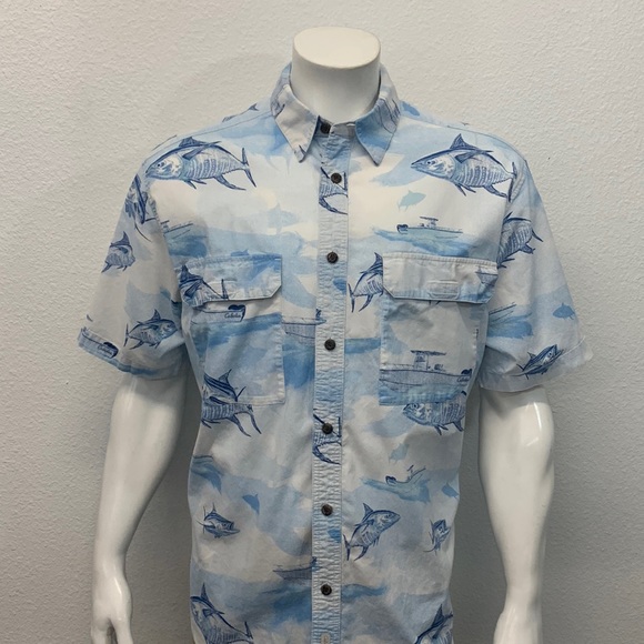 Cabela's Shirts Cabelas Legendary Quality White Blue Tuna Fishing